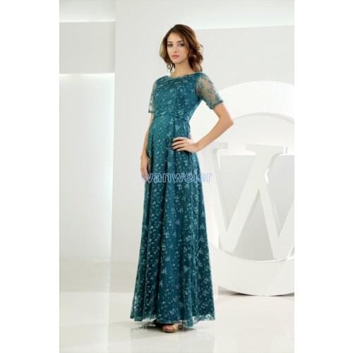 Free Shipping Promotion Short sleeves Maxi Long 2018 new Vestido de noiva Formales Lime Bandage Lace Mother of The Bride Dresses