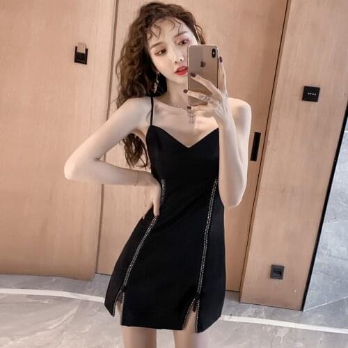 Black Sexy Dress Women Spaghetti Strap Dresses Female High Waist Slim Club Dress Short 2021 Summer Mini Sleeveless woman dress
