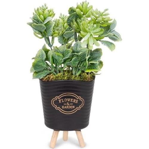 Black Plastic Tubs artificial Sukulent decoration artificial flower искусственный цветок