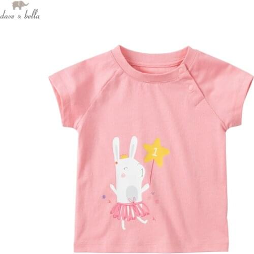 DBM18070 dave bella summer baby unisex cartoon print T-shirt children tops kids boys girls fashion tees