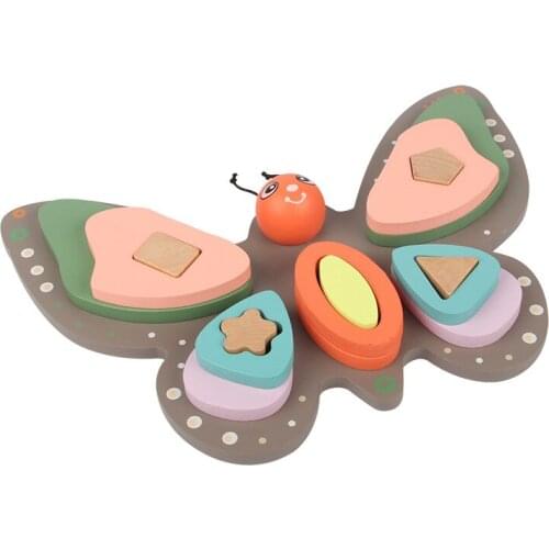 Wooden Butterfly Shape Matching 3D Puzzle Montessori Toys Kids Funny Educational Toys For Children Learning Toy Teaching Aids