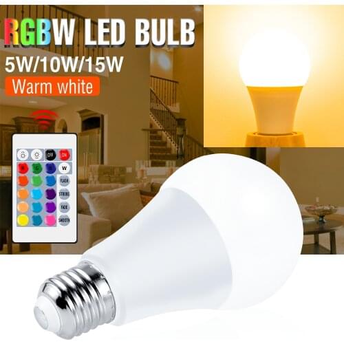 DuuToo E27 Light Bulb RGB Smart Lamp Bulbs LED Color Changing Bombillas 5W 10W 15W Wireless Remote Dimmable Decor Lights RGBW