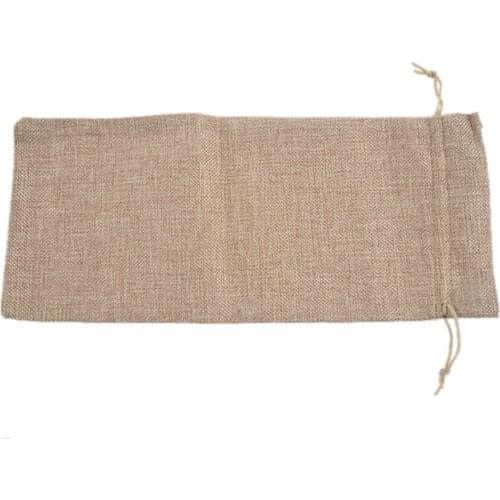 10pcs Jute Wine Bags, 14 x 6 1/4 inches Hessian Wine Bottle Gift Bags with Drawstring