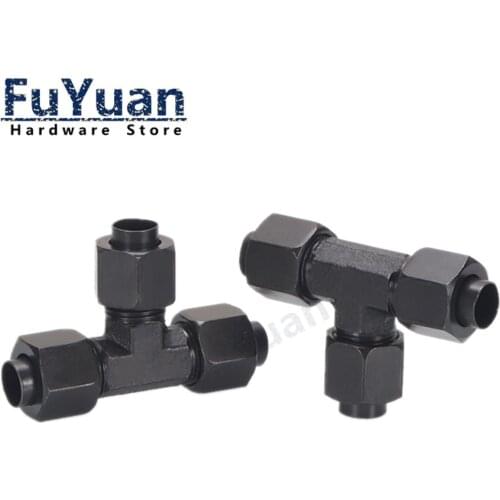 1PCS Carbon Steel High-pressure Hydraulic Flaring Tee 6/8/10/12/14/16/18mm Bell mouth Pipe Connection Fittings