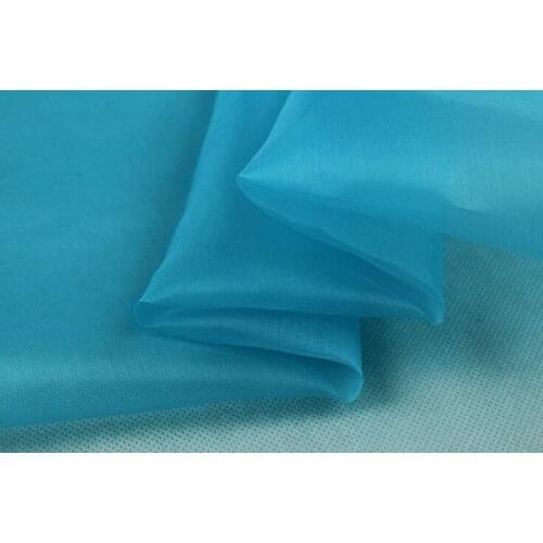 Howmay 100% pure silk fabric organza 6m/m 140cm width light blue 29# solid color for costume decoration curtain