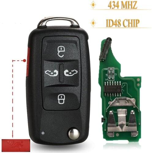 Kutery 5pcs/lot 5 Buttons Smart Remote Car Key Fob 434Mhz ID48 Ask For VW Volkswagan Sharan Multivan T5