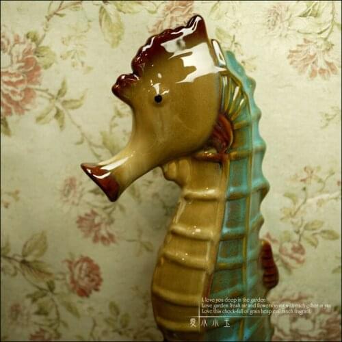 American Country Style Ceramic Handcrafts Animal Ornaments Rainbow Sea Horse Crafts Home Decor Wedding Gift