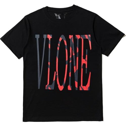 Classic Vlone Short-sleeved Female Couple Loose Street Hip-hop Big V Trend T-shirt Mens Cotton Round Neck 004