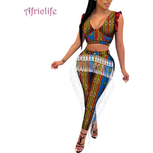 Summer Pant Sets for Sexy Lady African Print Dresses Fashion Plus Size Clothing for Women Sets WY8822