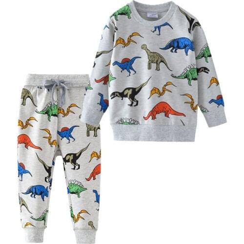 Jumping meters Children Autumn Winter Clothing Sets Cotton Cartoon Cars Boys Clothes Outfit 2 Pcs Shirts + Pants Suits Kids Sets