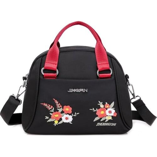 Summer Oxford Crossbody Bags Women Shoulder Bag Floral Embroidery Pattern Zip Wallet Handbag