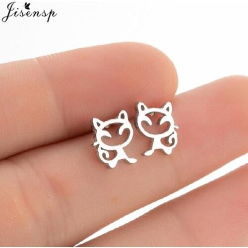Cute Cat Earings Trendy Jewelry for Women Children Mini Stainless Steel Dog Paw Ear Stud Earrings Girls Birthday Party Gifts