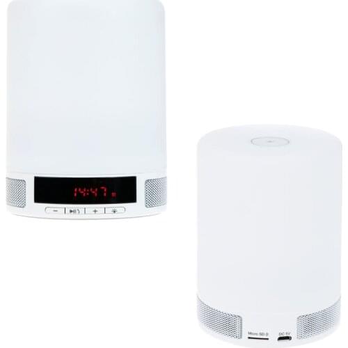 Multifunctional Portable Wireless Bluetooth Speaker Music Sound Box with Alarm Clock Function LED Table Touch Lamp Drop shipping