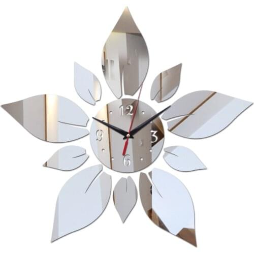 Fashion design modern style living room wall stickers still life needle quartz wall watches mirror acrylic diy wall clocks