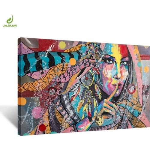 JHLJIAJUN Modular Oil Canvas Portrait Graffiti Woman Nordic Wall Art Print And Poster Dining Living Room Bedroom Home Decor