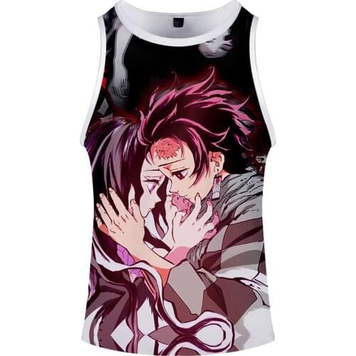 New mens Tank Tops Sleeveless Casual Solid Skinny Crop Tops Ghost Blade 3d Printed Halter Tank Tops Short Blouse Tank Tops