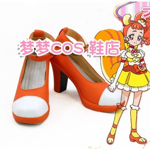Kirakira PreCure A La Mode Cure Custard Himari Arisugawa Orange White Cosplay Shoes Boots Custom Made for Christmas Halloween