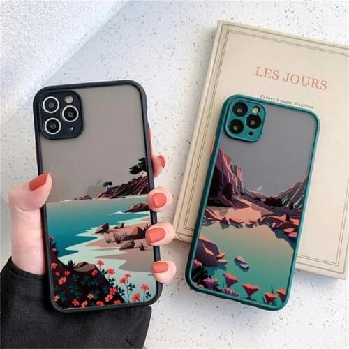 For iPhone 11 Original Shockproof Mountain Nature Case For iPhone 12 11Pro XS Max X XR 7 8 Plus SE 2020 Clear Hard PC Back Coque