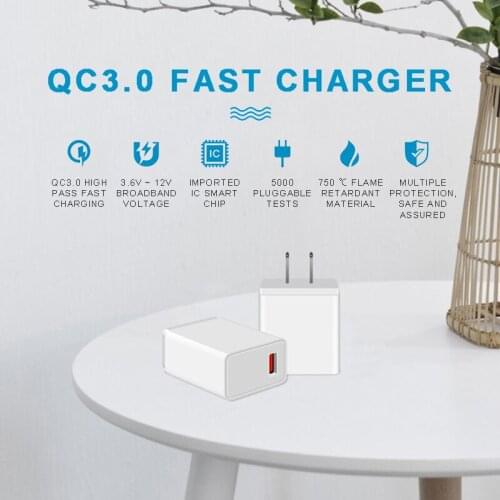 POHIKS 1pc High Quality 18W Fast Charging Wall Mobile Phone Charger Durable Single Port USB Power US Plug Adapter