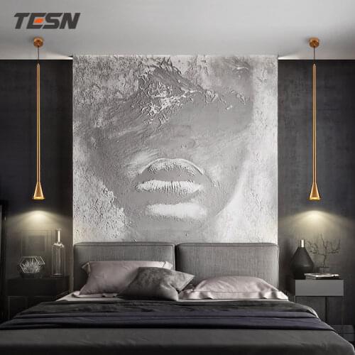 Bedside chandelier post-modern minimalist creative bar counter master bedroom long dining room single head golden chandelier