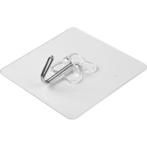 Sell One By One Kitchen Hook Storage Strong Seamless Small Transparent Steel Paste Sticky Hook Towel Hook Wholesa F8Z7