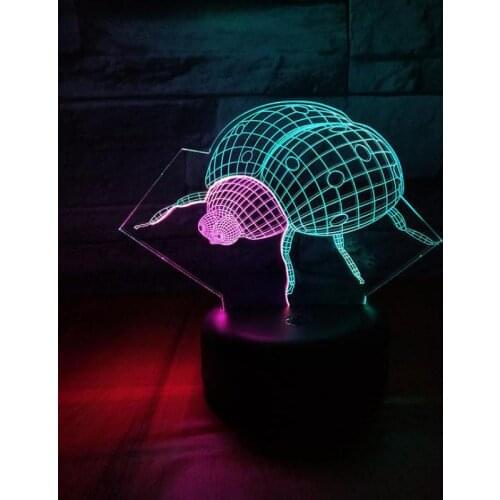 Drifting Worm 3d Vision Nightlight Creative Seven-color Touch Charging Led Kids Lamp Usb 3d Led Night Light
