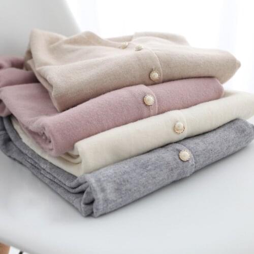Autumn spring women sweater knitted cardigan solid color v-neck korean slim full sleeve
