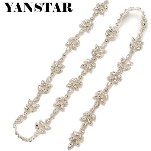 YANSTAR 5yards Bridal Gown Sash Wholesale Rhinestone AppliqueTrim For Wedding Dress Belt Crystal Appliques Accessory YS870