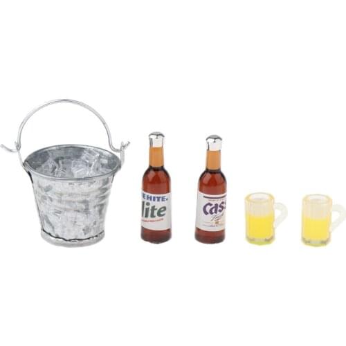 1/12 Dollhouse Mini Ice Bucket Wine Bottle Pub Bar Kitchen Accessories