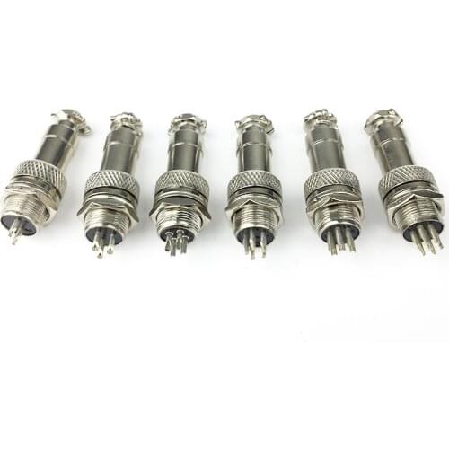 2 Sets GX12 Aviation Circular Connector 2 Pin 3pin 4pin 5pin 6pin Male Plug& Female Socket 12mm DF12 M12
