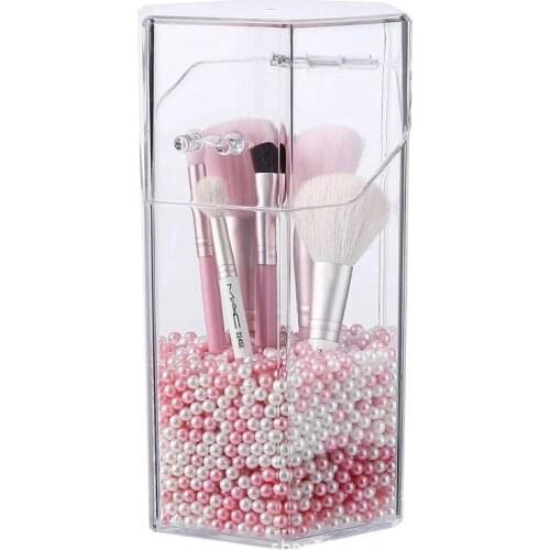 Acrylic Cosmetic Organizer Makeup Brush Container Storage Box Holder Lipstick Storage Container Pencil Clear Box without Pearl