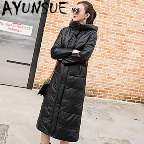 AYUNSUE 2020 Genuine Leather Jacket Winter Jacket Women Long Down Jackets for Women Real Sheepskin Coat Chaqueta Mujer LW3877
