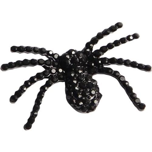 Crystal Free shipping 30*20mm flatback rhinestone spider button for Halloween DIY embellishment accessories 10PCS/lot(BTN-5633)