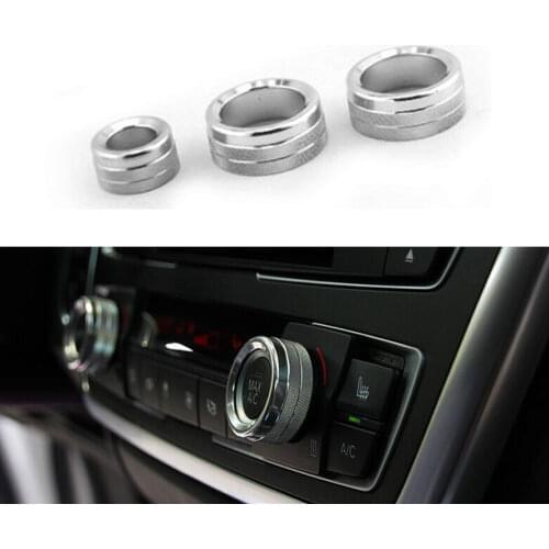 For 1 2 3 Series 320 GT Silver Car Dashboard Air Condition A/C Adjust Knob Audio Button Cover Ring Trim Auto Styling Sticker