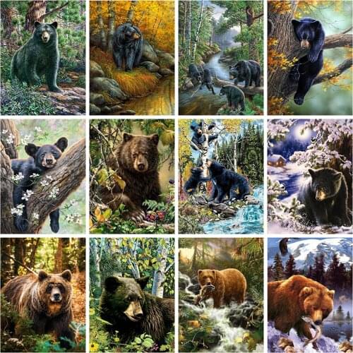 Evershine Full Square Diamond Painting Animals 5D DIY Mosaic Diamond Embroidery Bear Cross Stitch Rhinestone Pictures Crafts Kit