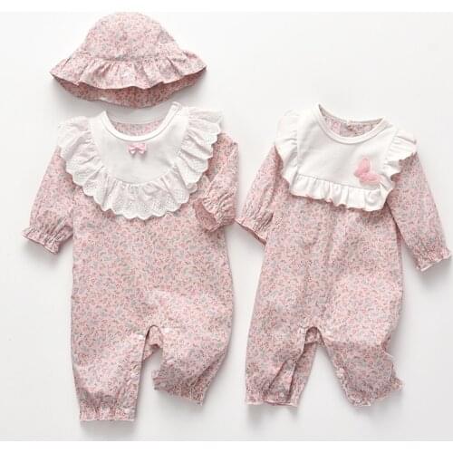 Baby Girl Rompers 0-24M Long Sleeve Romper Floral Princess Jumpsuits One-piece Fashion Cotton Newborn Baby Girl Clothes