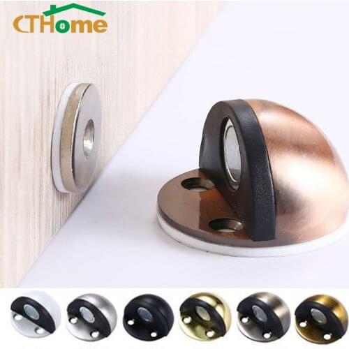Stainless Steel Magnetic Door Stopper Floor Mounted Door Holders Dual Purpose Nail-free Anti-collision Ground Door Stops
