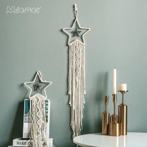 MIAMOR 4 Styles Boho Makramy Interior Design Makrama Fiber Art Pentagram Dreamcatcher Home Wall Hanging Decor Accessories Gift