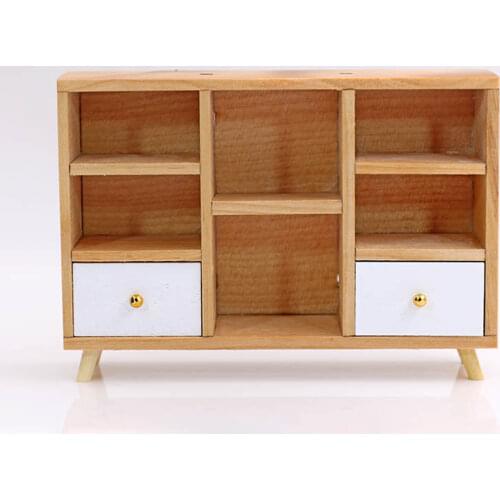 Doll House Miniature Wood Cabinet for 1/12 Dollhouse Furniture Decoration