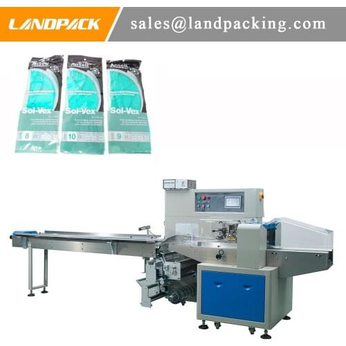 Multifunction Automatic Plastic Rubber Gloves Pillow Bag Horizontal Flow Pack Machine