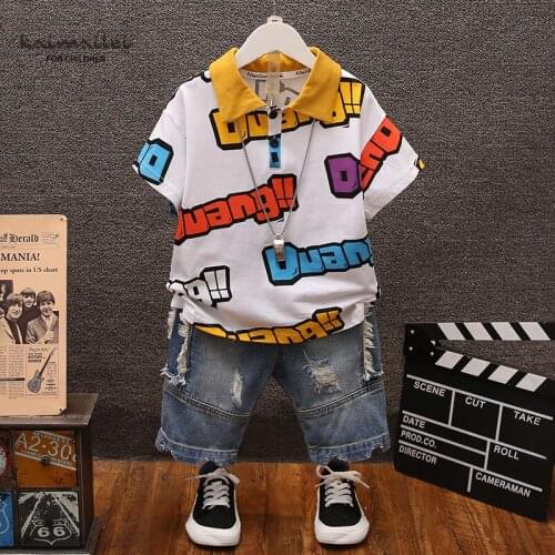 Fashion childrens clothing baby casual summer POLO shirt casual short-sleeved T-shirt new print cartoon pullover