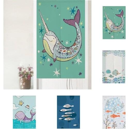 Ocean Fish Half Panel Curtain Bedroom Kitchen Door Curtain Shower Toilet Partition Curtain Blackout Curtain Home Decoration
