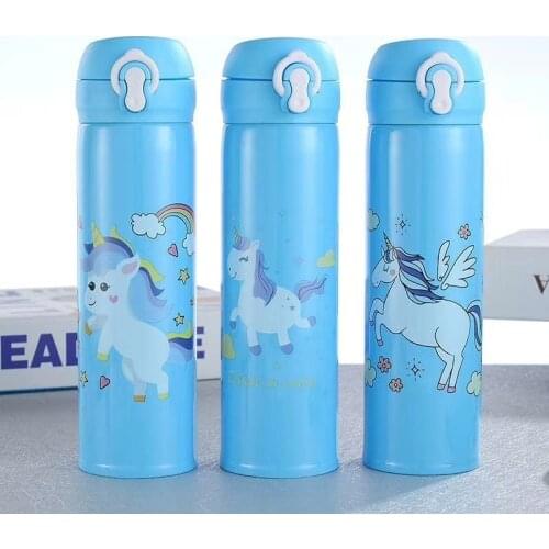 Stainless Steel Cartoon Bouncing Thermos Cup Student Unicorn Cup Kawaii Water Cup Drinkware Cute Water Bottle for Girls Kawaii