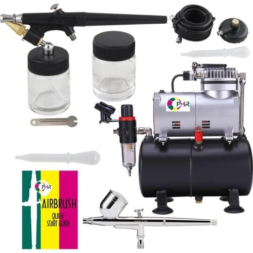 OPHIR Single-Action & Dual-Action Airbrush Kit & Air Tank Compressor 110V, 220V for Hobby Wall Painting Tanning Model Tattoo