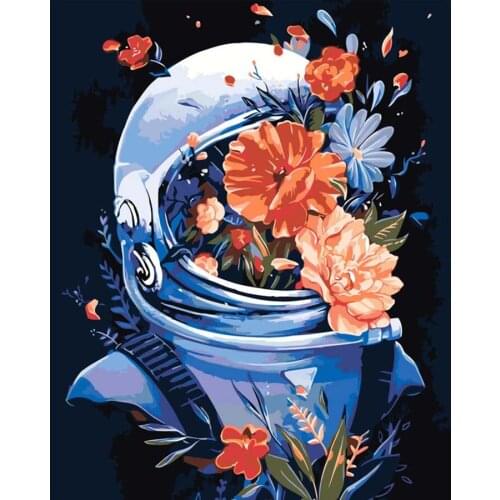 Painting by numbers kit for adult Paint by Number Flower Astronaut Canvas Wall Art Handpainted For Home Decor