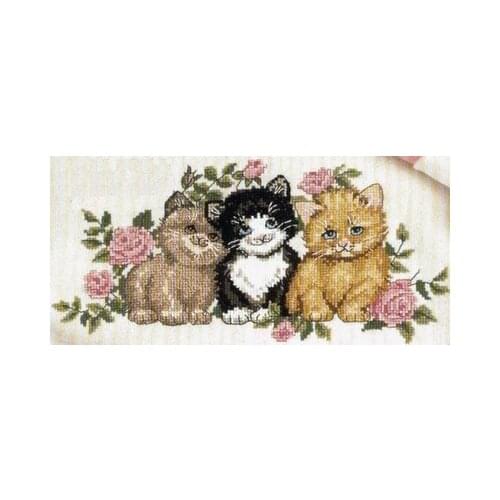 Free Delivery Top Quality Lovely Counted Cross Stitch Kit Kitten Trio Three Cats Kittens Kitty dimensions