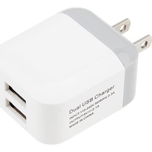 5V 2.1A Dual USB Ports US Plug Wall Charger Adapter Double USB 2-Port for Samsung IPhone Xiaomi Smart Mobile Phone 50pcs/lot