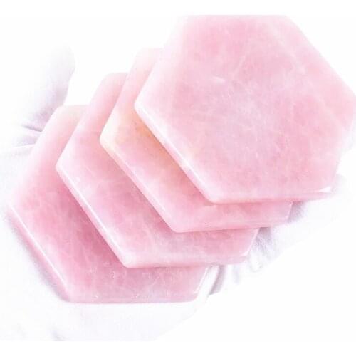 Natural hexagonal rose powder crystal teacup heat shield reiki healing chakra gem properties