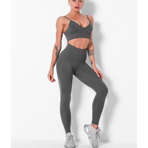 Nylon Quick Drying Yoga Beauty Set Professional Sports Running Seamless Fitness Bra Set