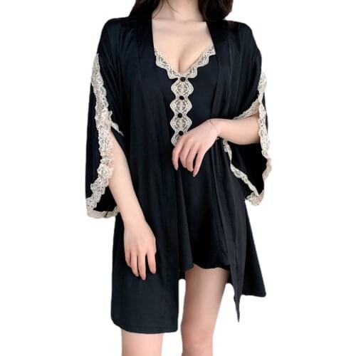New Summer Nightgown Lady Sexy Spaghetti Strap Night Dress Women Nighties Sleeveless Sleepwear Nightwear 2 Pcs Set Home Wear